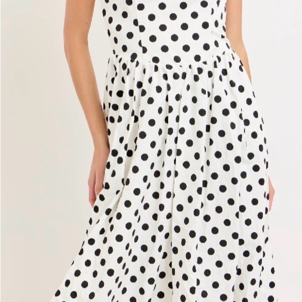 Polka Dot Bubble Hem Midi Dress